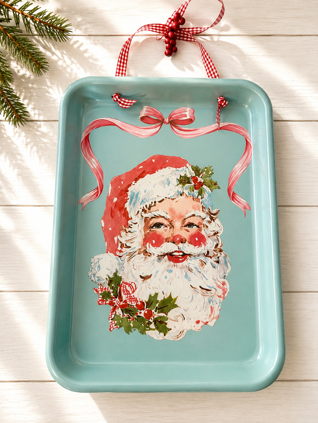 Metal tray with Santa