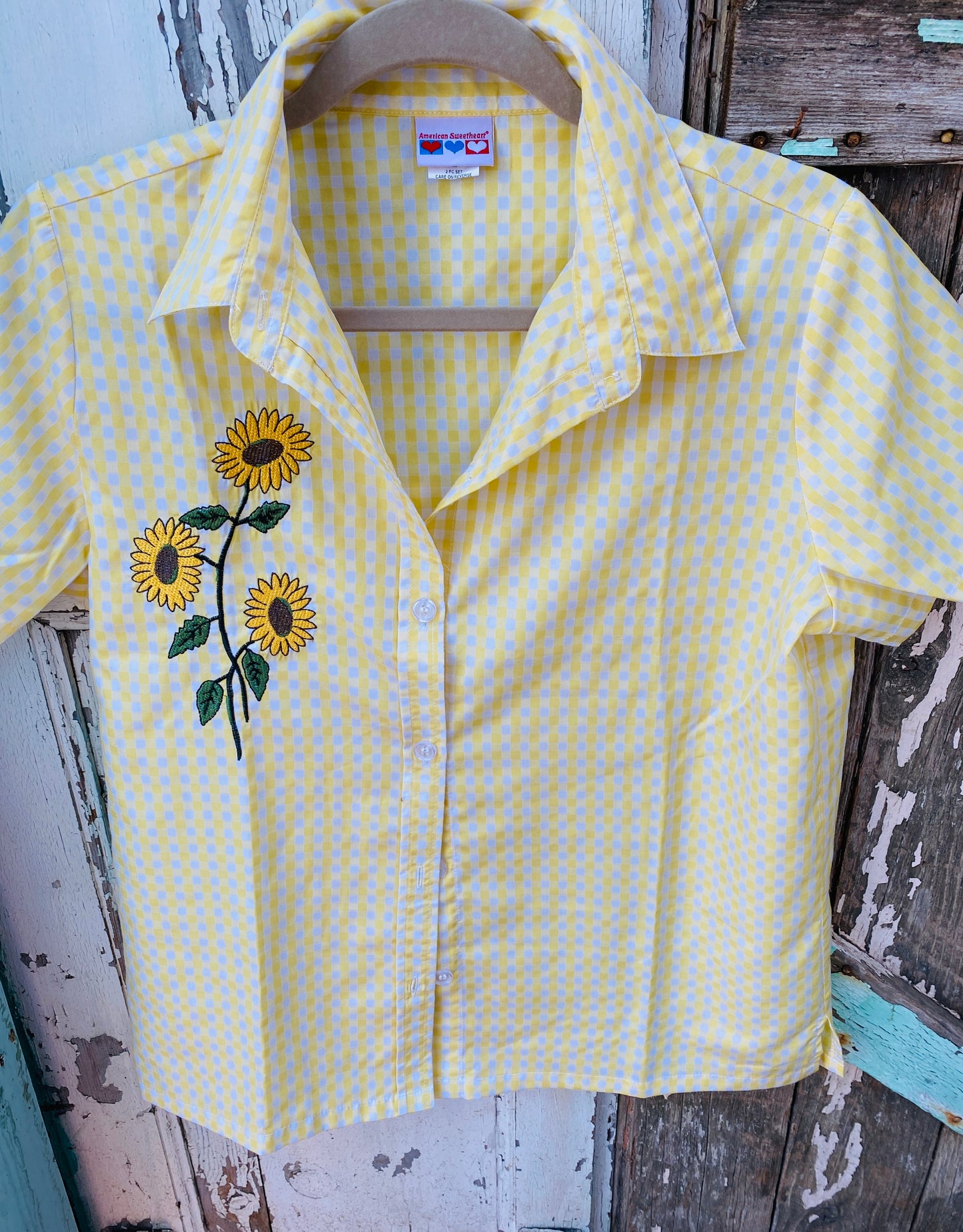 vintage Embroidered SunFlower Blouse