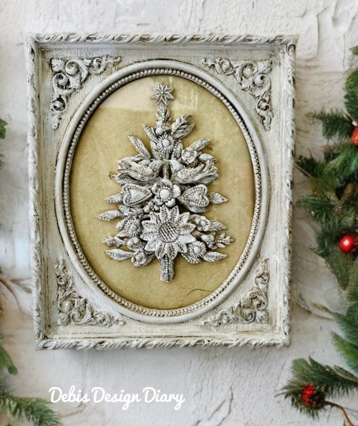 Debi's vintage inspired Christmas tree art as seen in Debi's video)