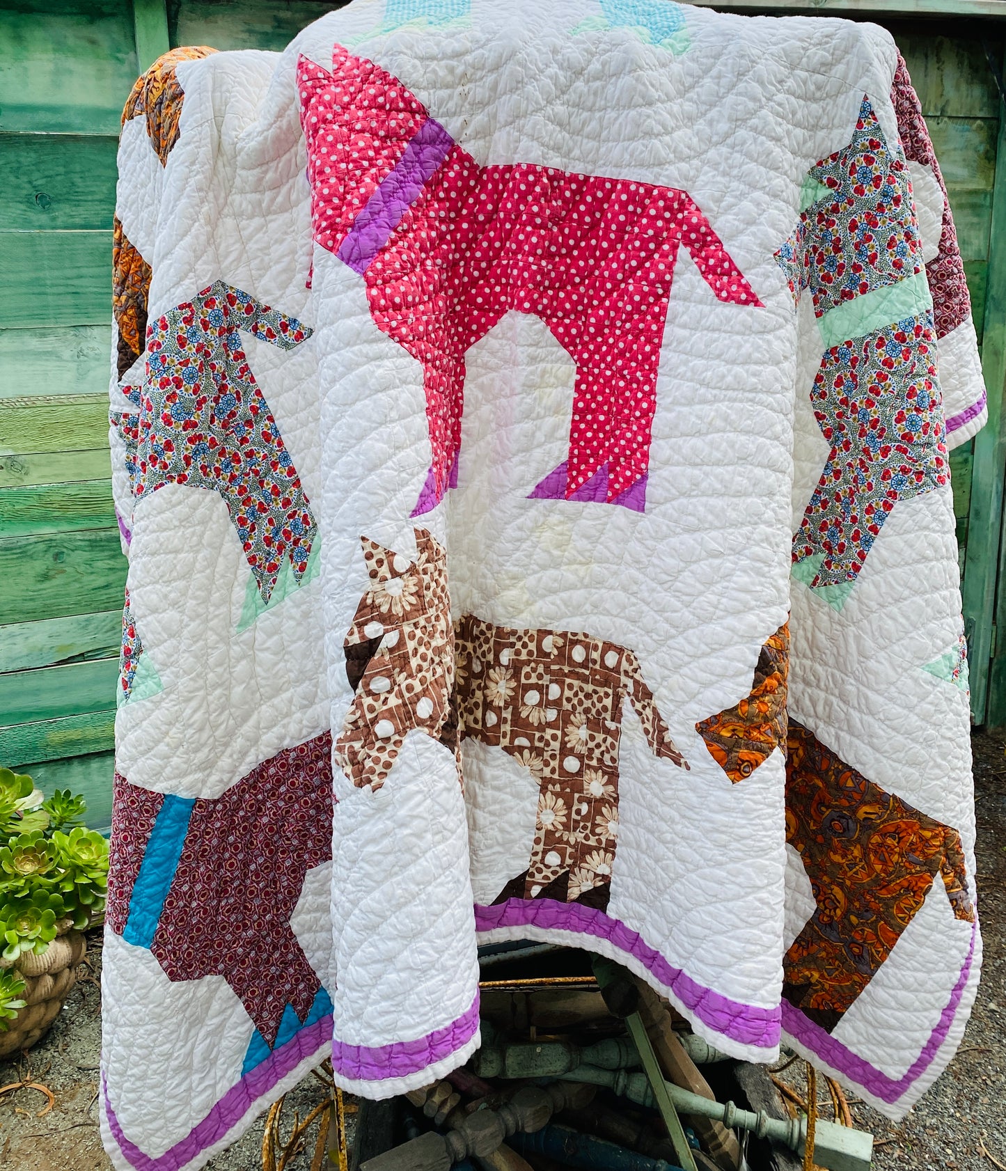 Vintage Dog Handmade Quilt