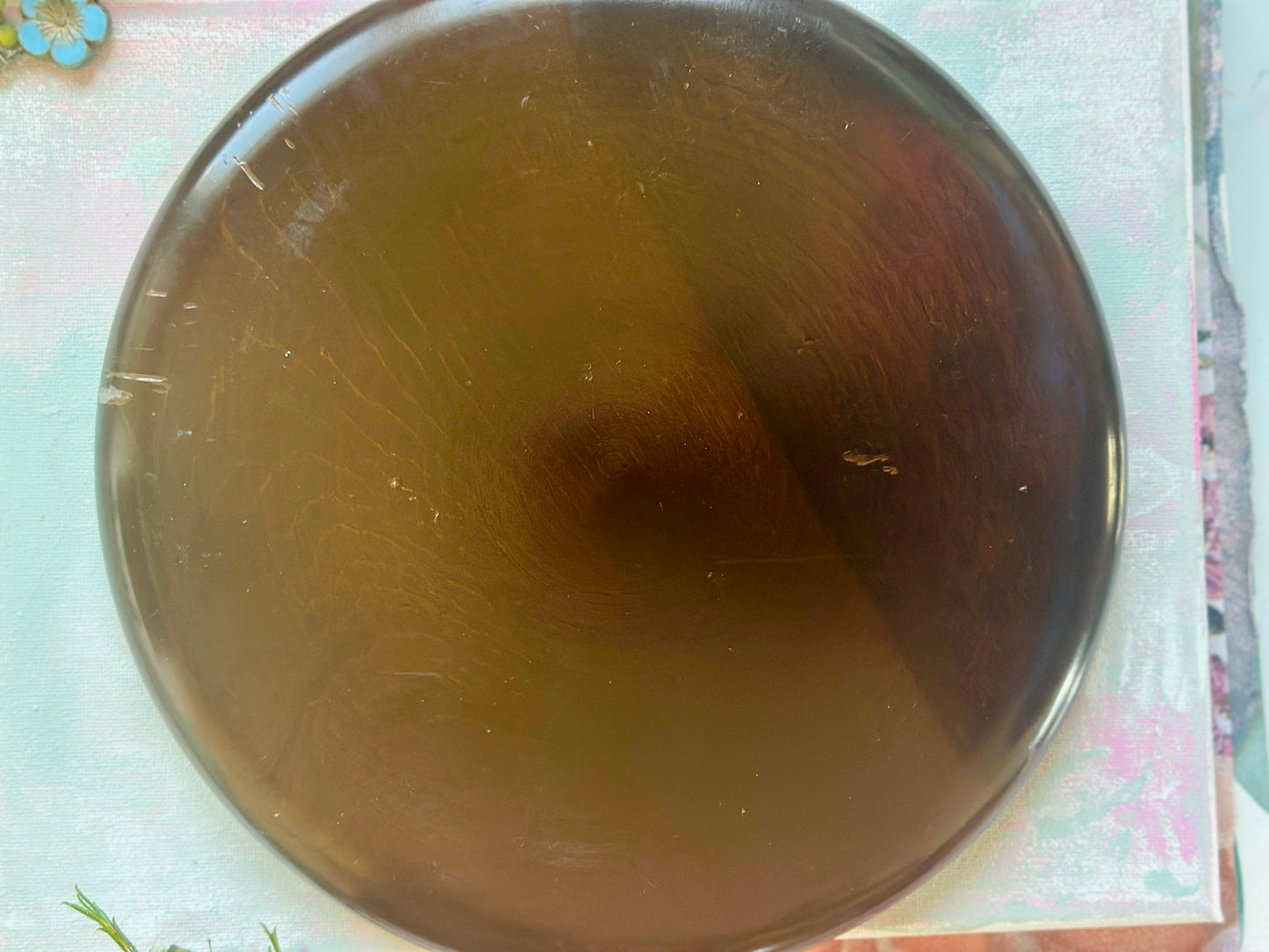 Wooden Plate With Carved Flower