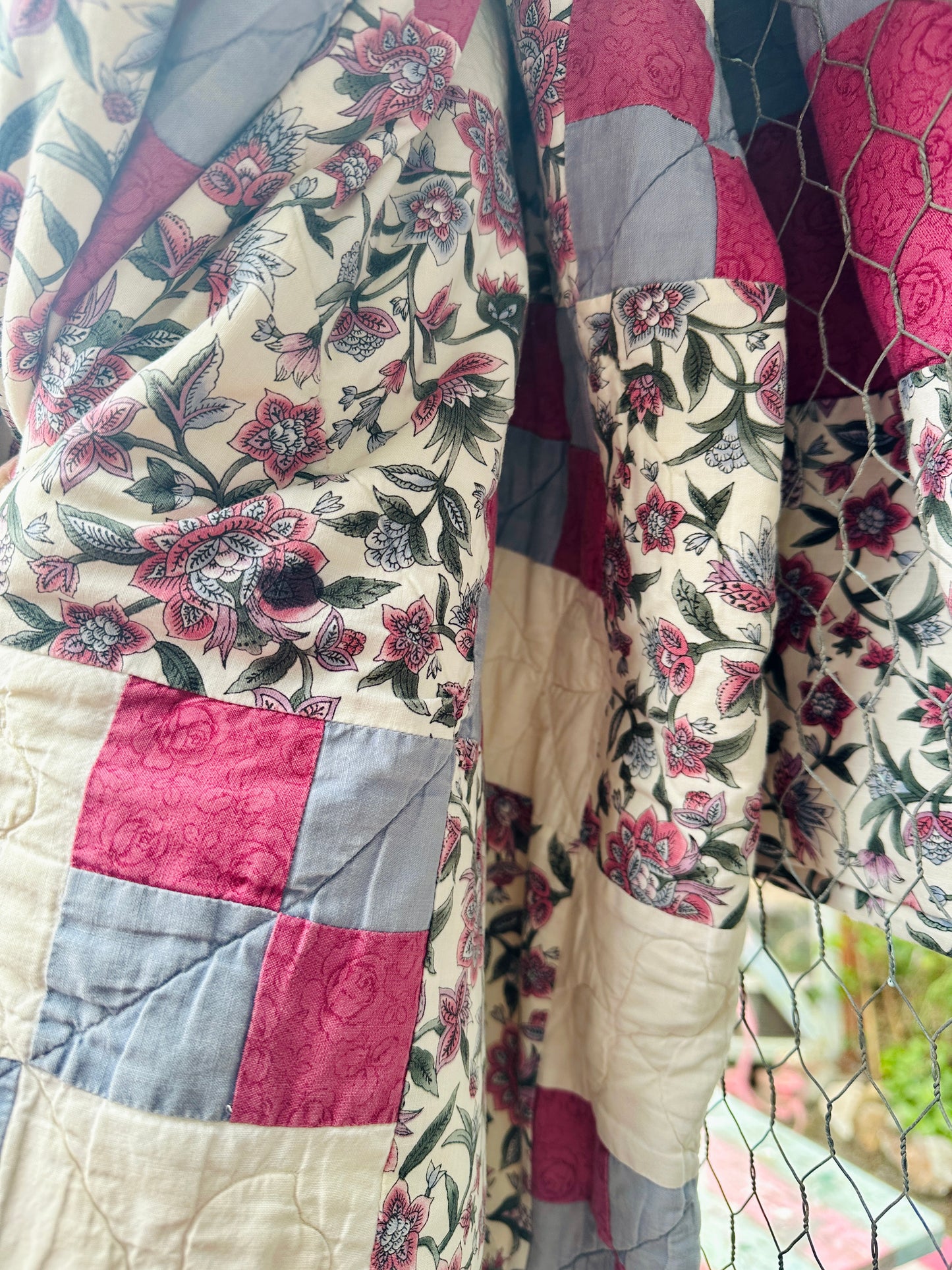 Vintage Blue, Mauve and Grey Quilt