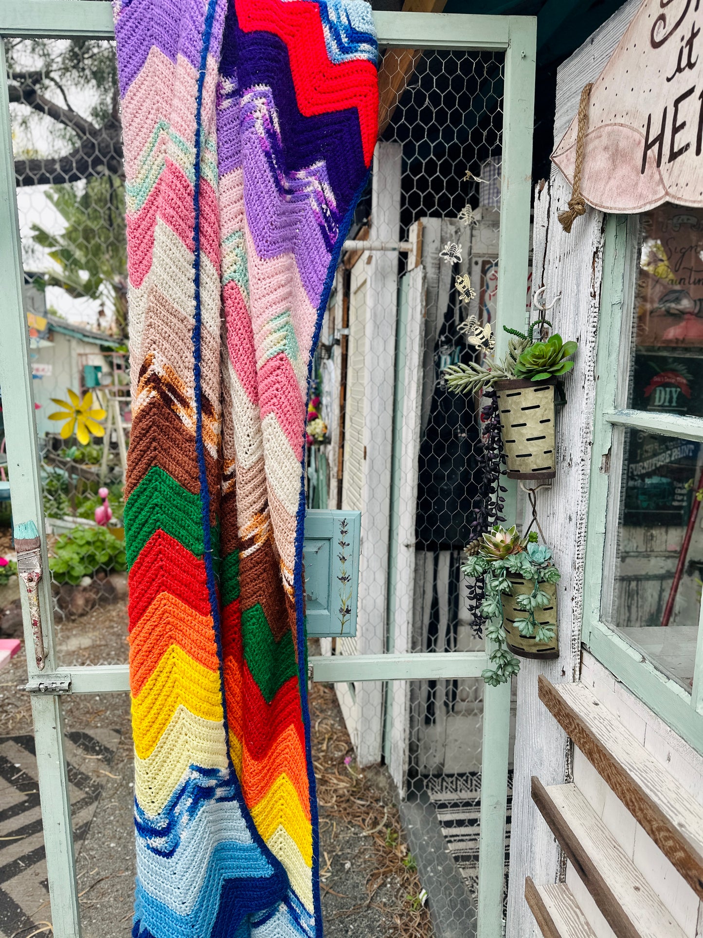 Multicolored Chevron Stich Afghan