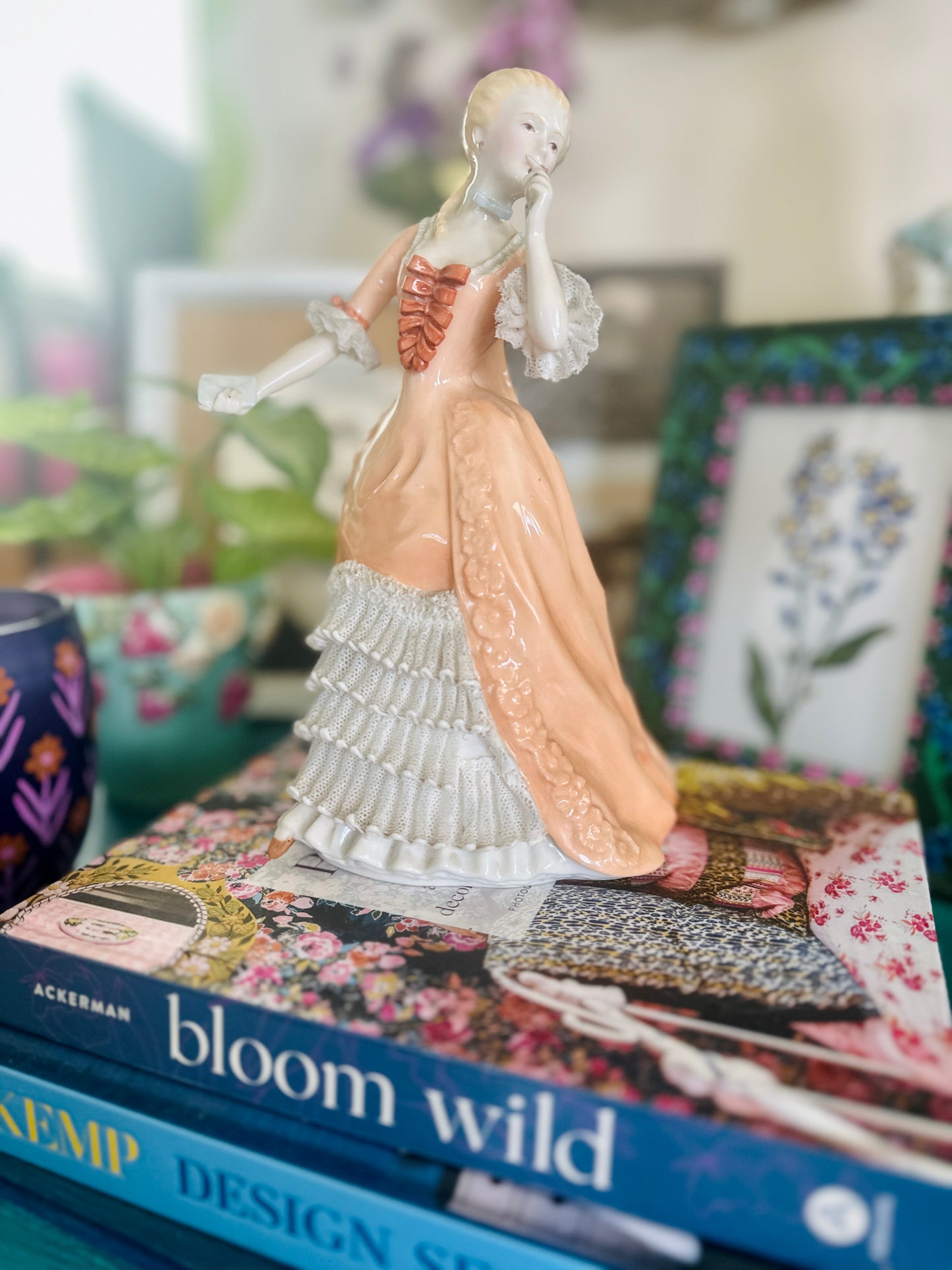 Fine porcelain Vintage Lady Peach Dress