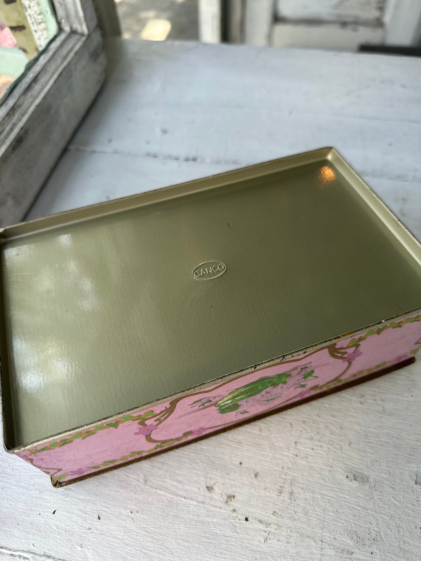 vintage metal thrift store tin box