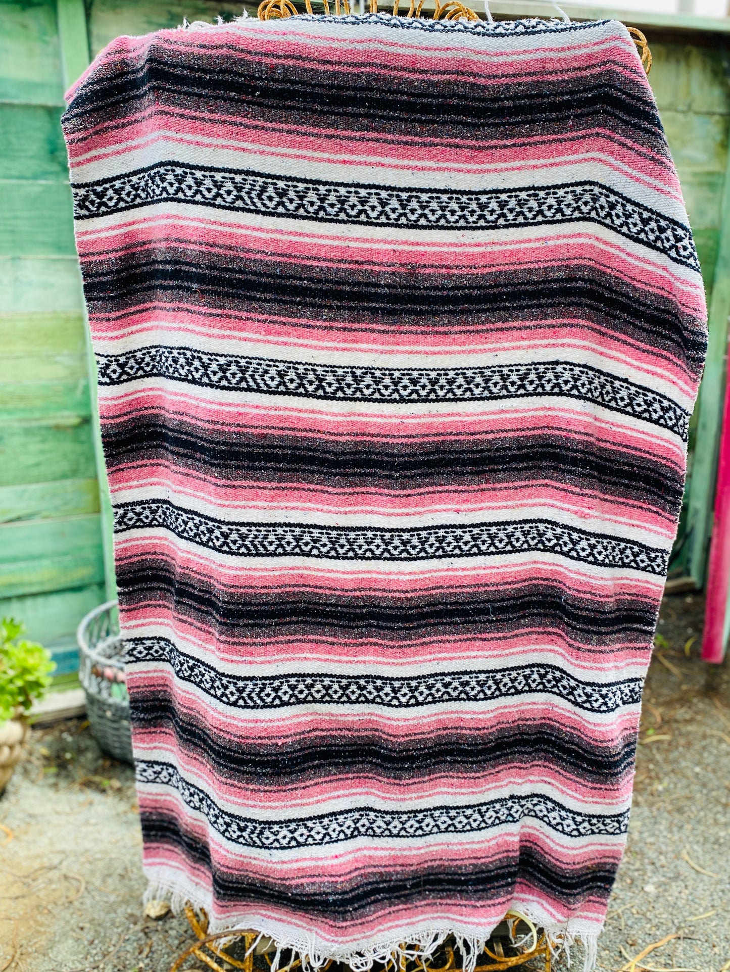 Pink & Black Mexican Blanket