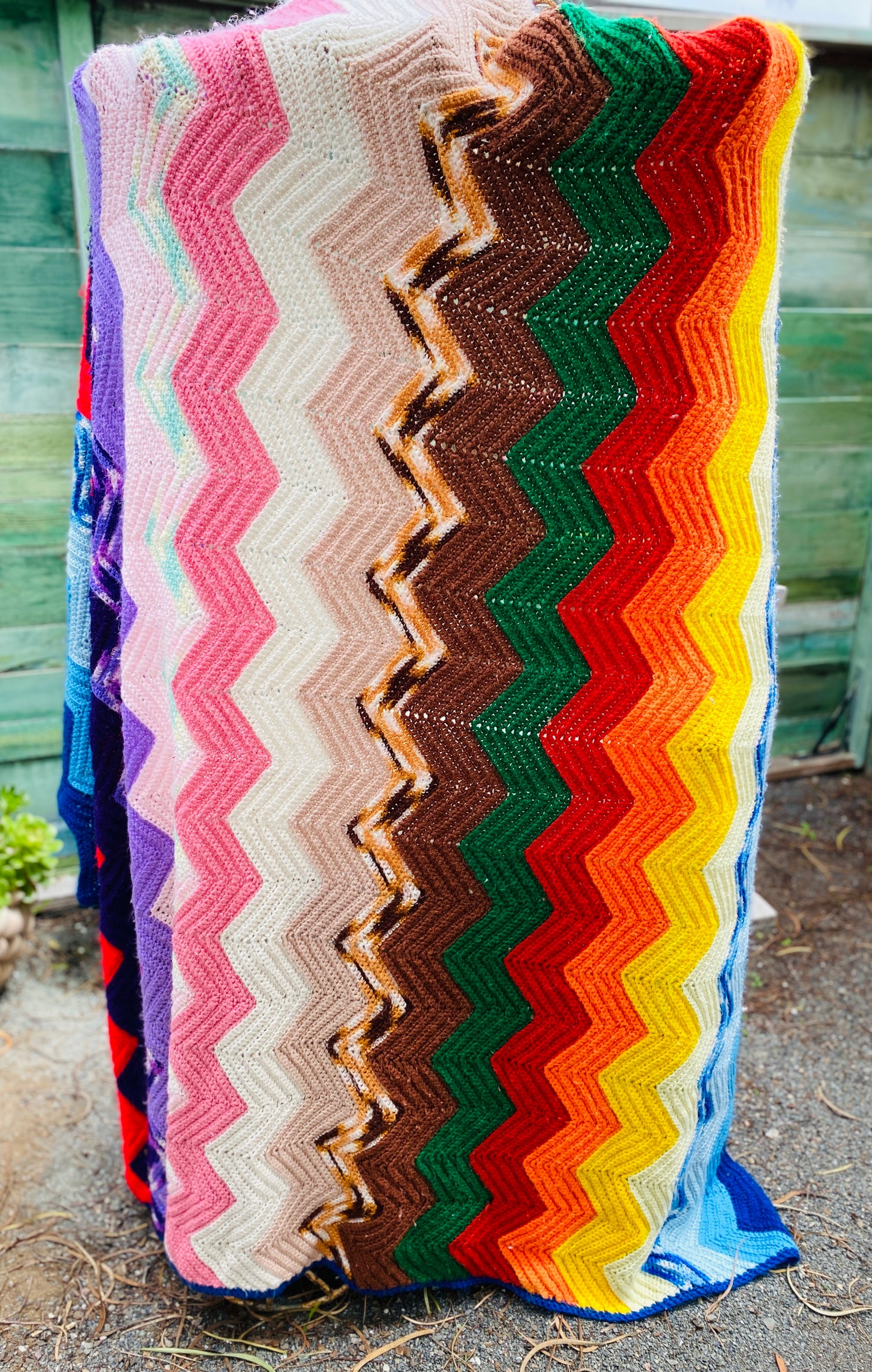 Multicolored Chevron Stich Afghan