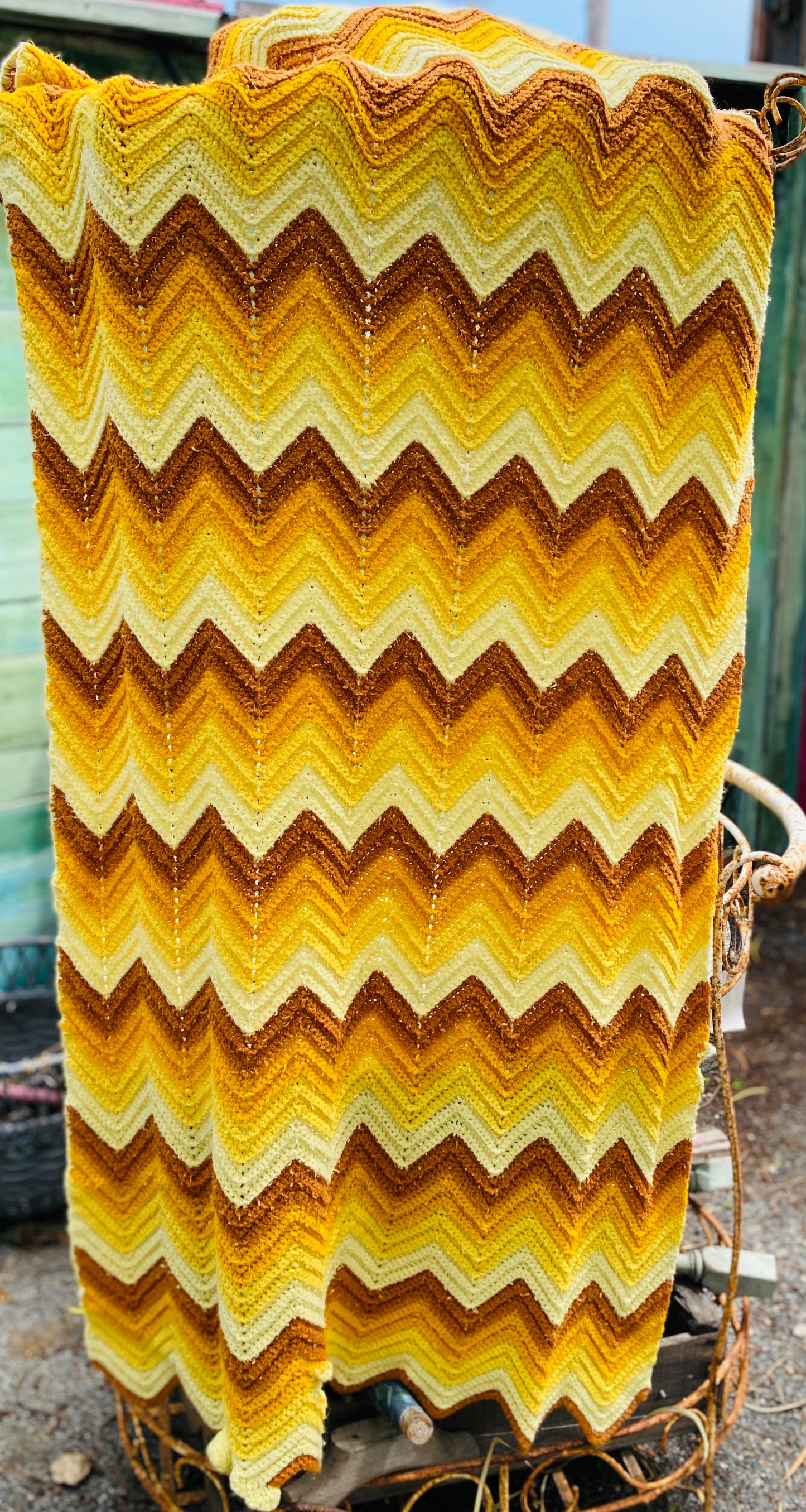 Yellow, Gold and Brown Chevron Afghan