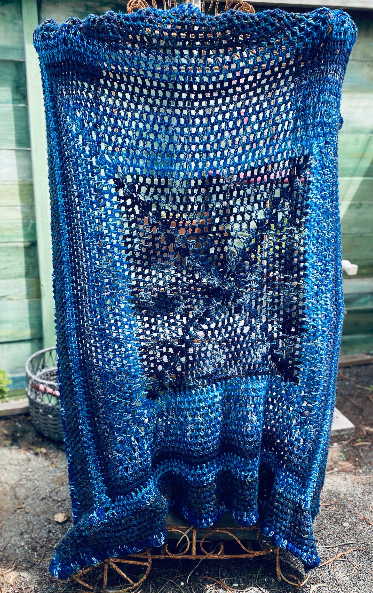 Giant Granny Square Afghan - Blue