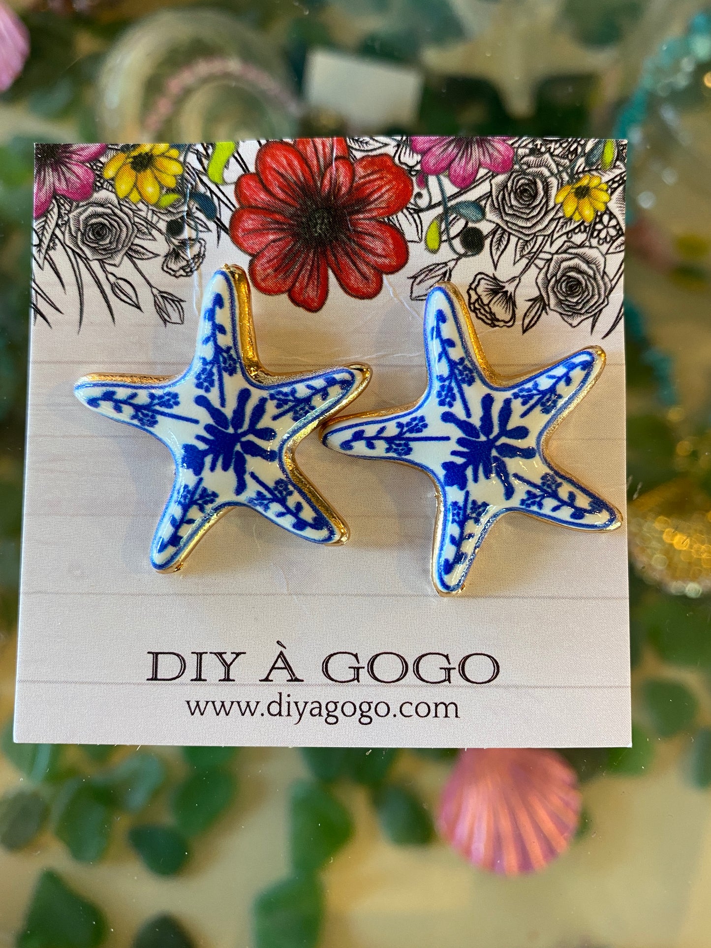 Blue Starfish Earrings