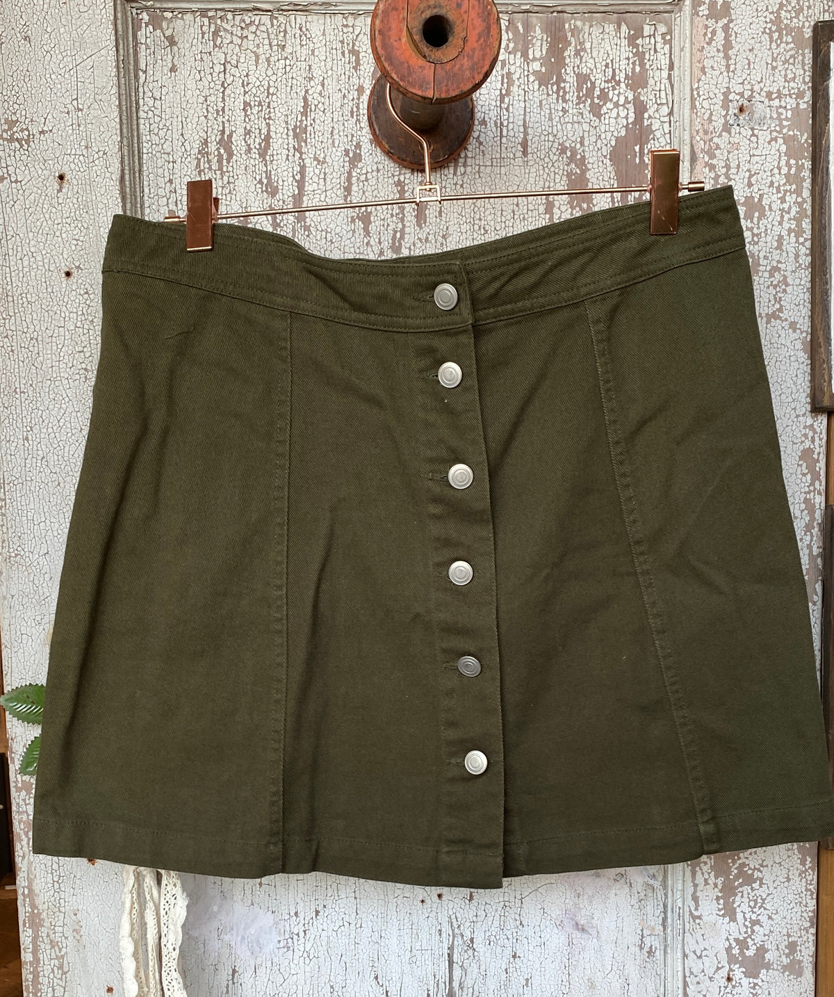 Kaki Button Down Skirt