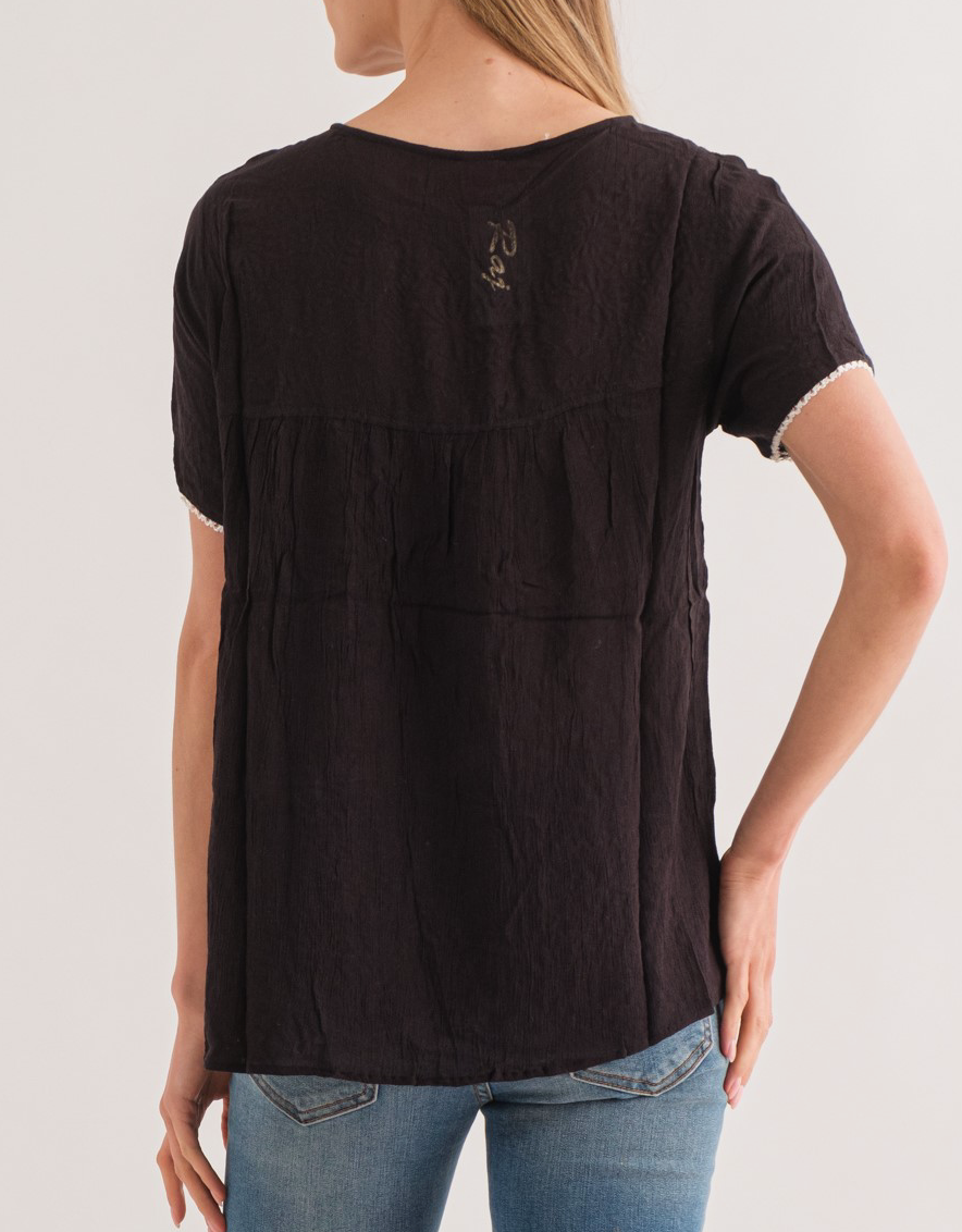 Black Juna Embroidered Blouse
