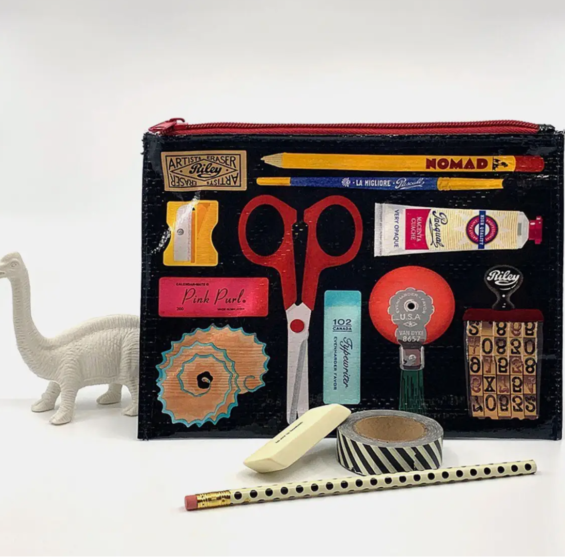 Zippered Pouch with pictured Desk tools