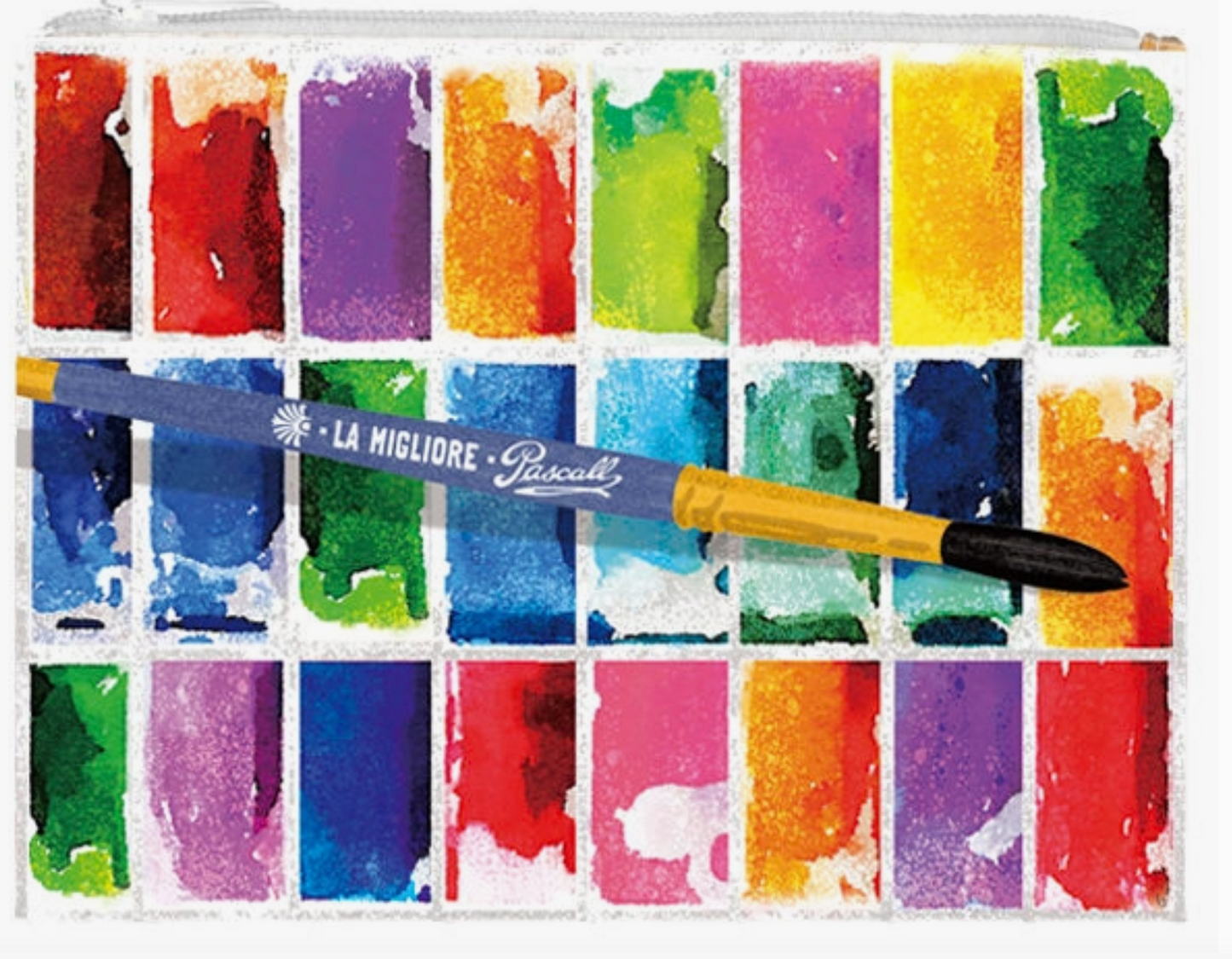 Zippered Pouch with pictured watercolors