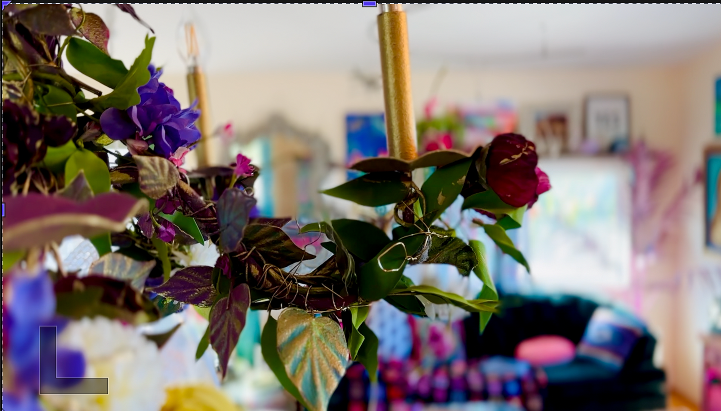 Vintage purple and gold metal chandelier with flower