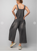 Loose fit , faded BLACK , distressed overalls f