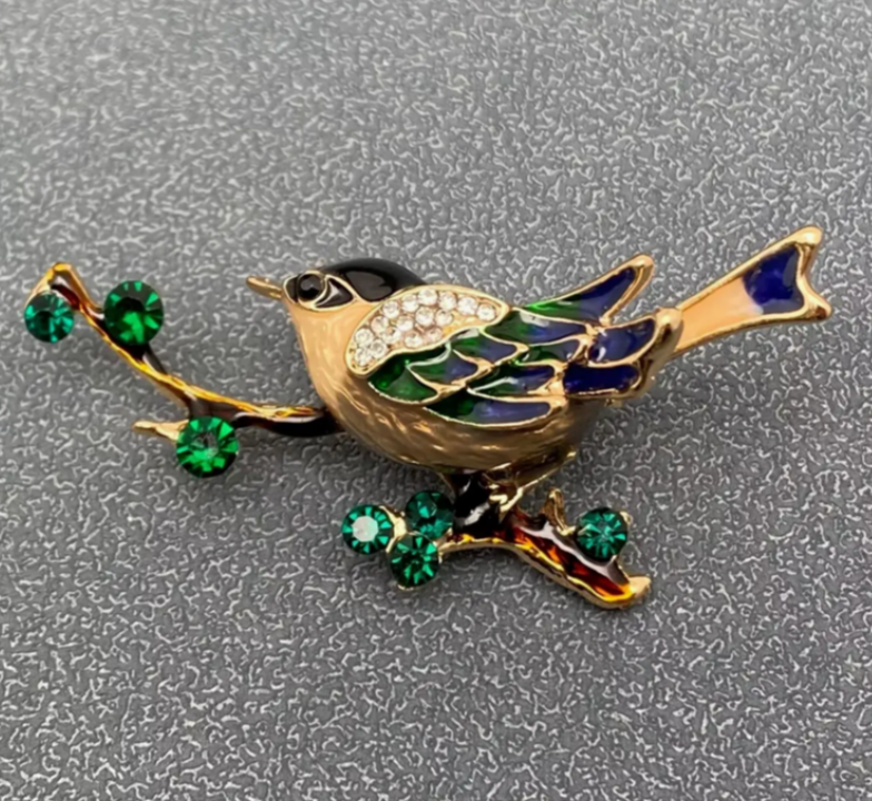 Magpie On a Branch Brooch