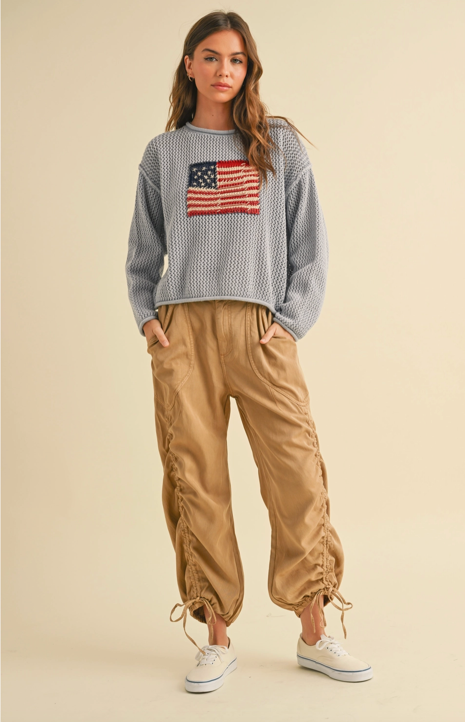 USA FLAG KNITTED SWEATER TOP