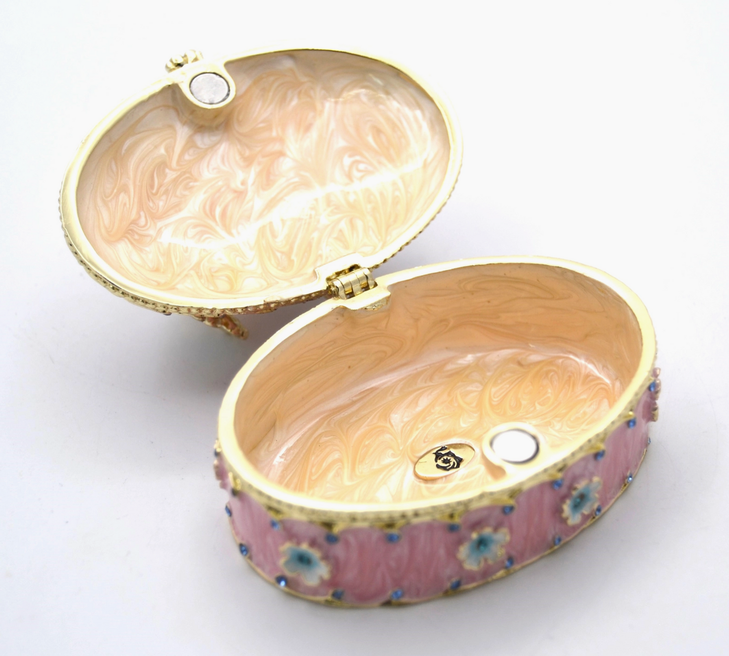 Oval Shape Floral & Butterfly Trinket Box