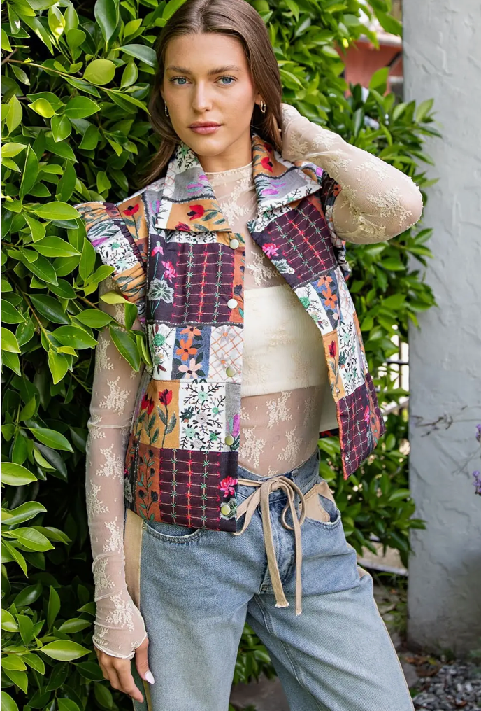 Ruffle Patchwork Vest