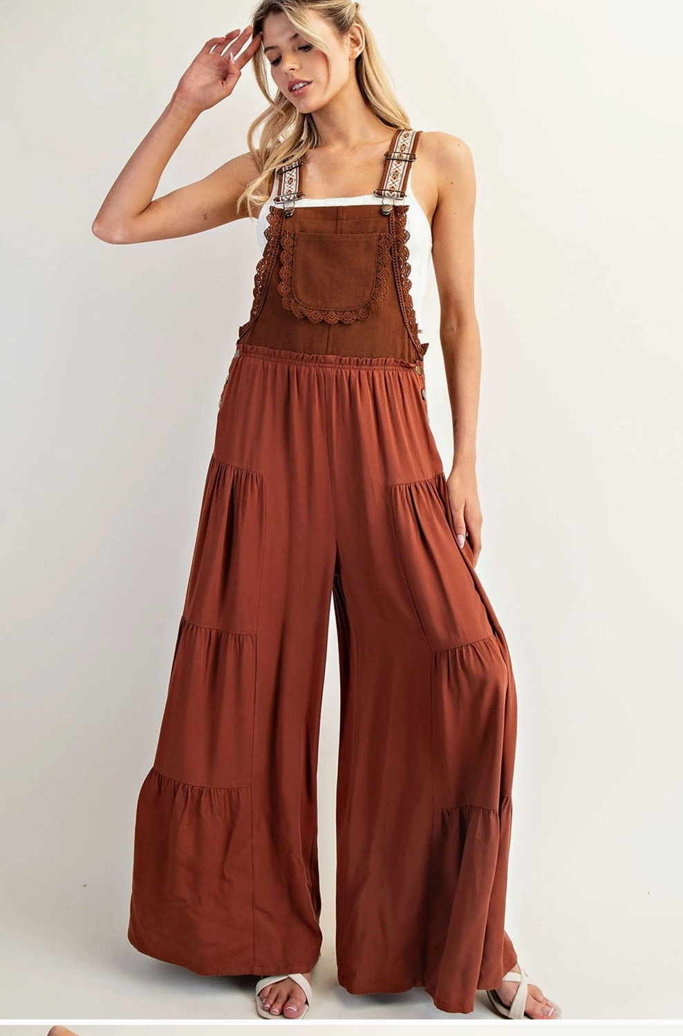 Lace Trimmed Overalls