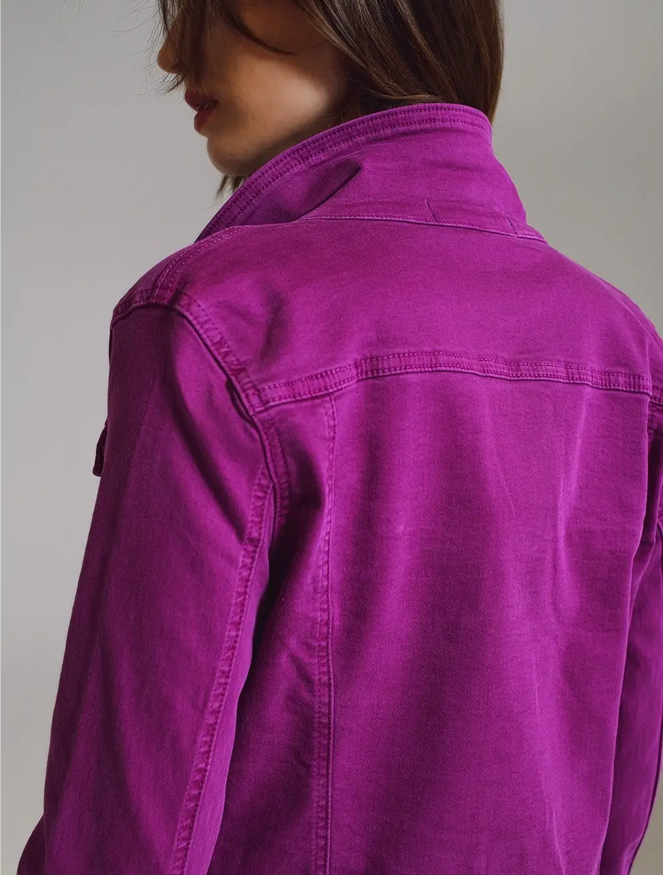 Denim Trucker Jacket in Magenta