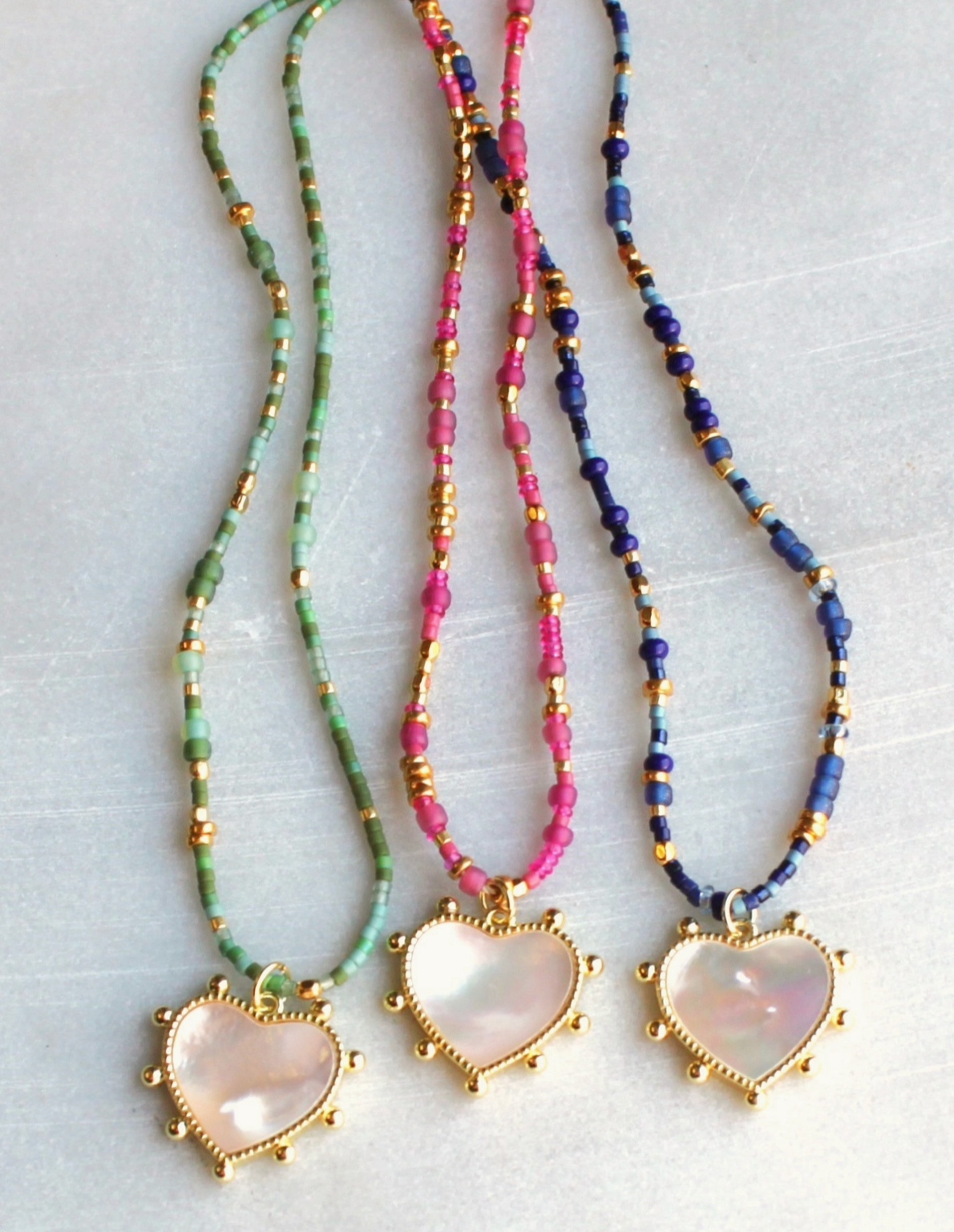 Beaded Necklace with Heart