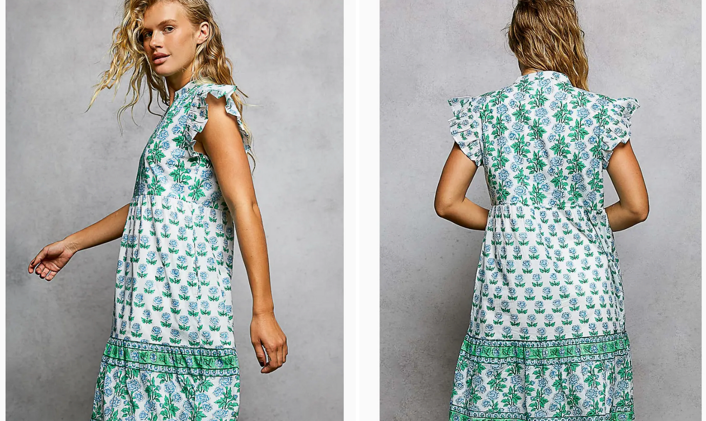 Boho Floral Print Ruffle Dress