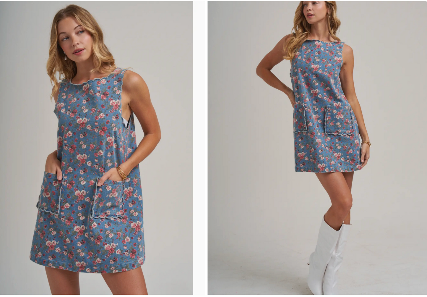 Floral Denim Mini Dress