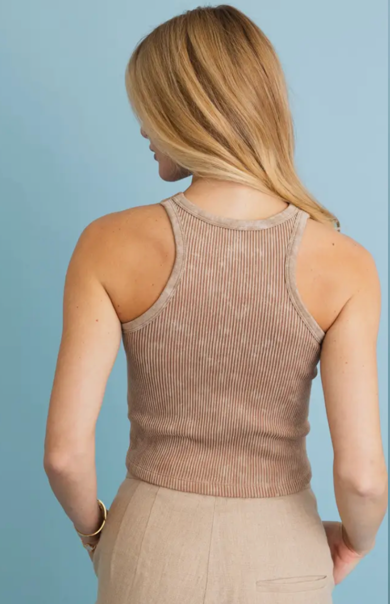 Classic Basic Washed Ribbed Tank Top