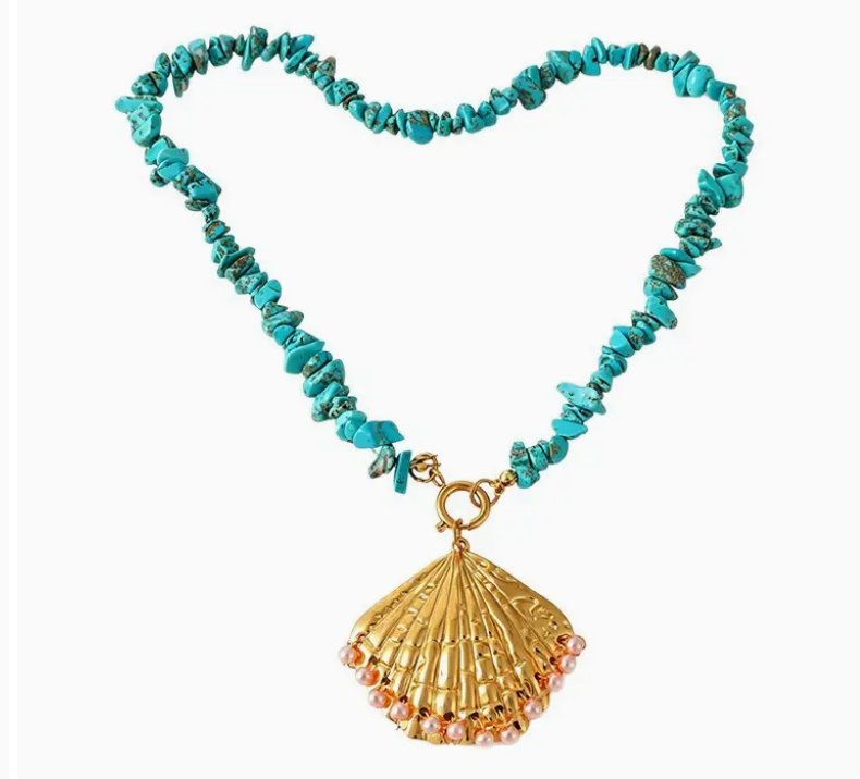 Turquoise Wide Shell Necklace
