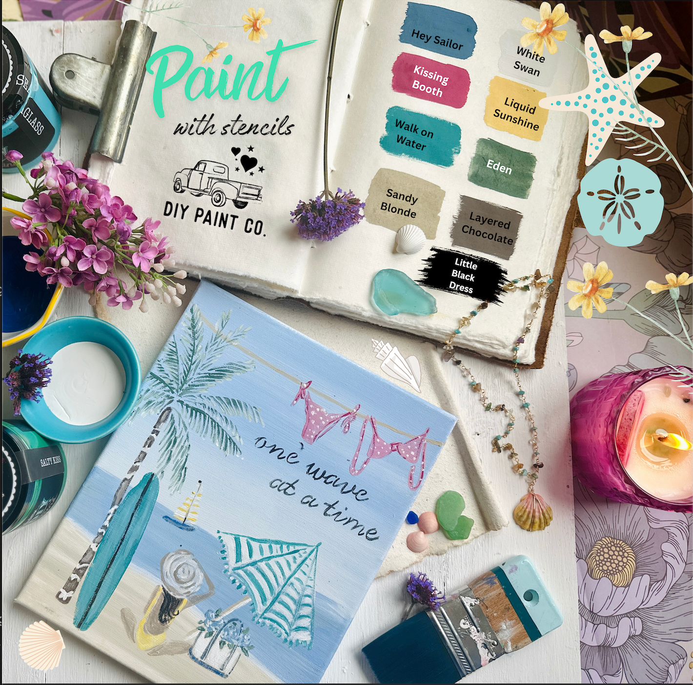 Monthly Subscription Box "Creative Stencil & Paint Class in a Box" (limited edition)
