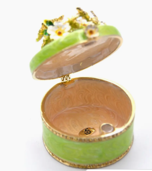 Round Shape Floral Trinket Box