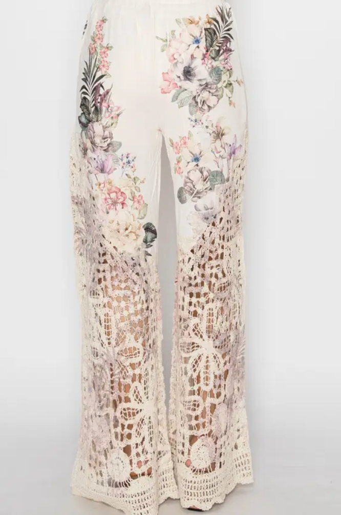 Crocheted-detailed pants