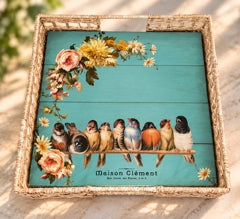 Wicker Tray With Birds