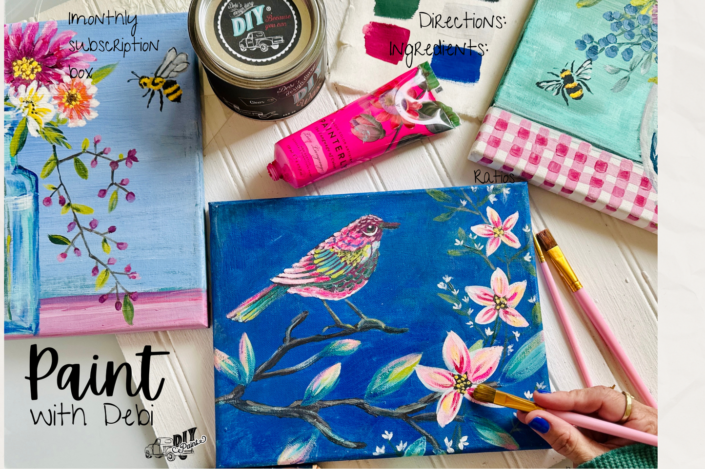 Creative Box- a Monthly RECURRING Subscription "Creative Stencil & Paint Class in a Box" (limited edition)