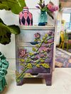 Nightstand with blended color and clay moulds hand painted by Debi