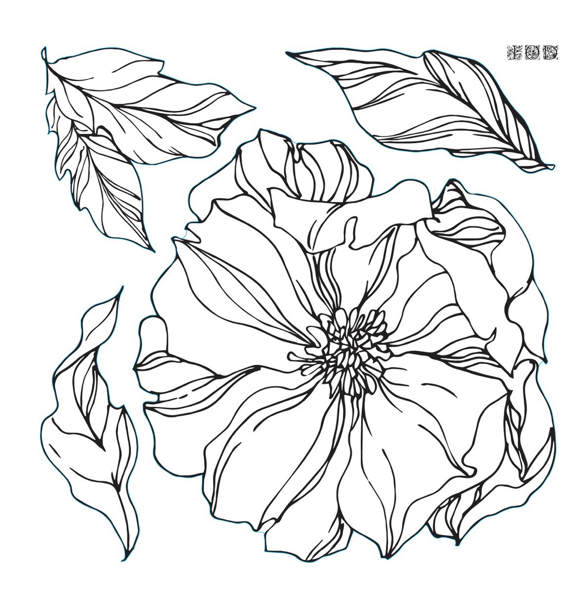 Peonies / Stamp / IOD