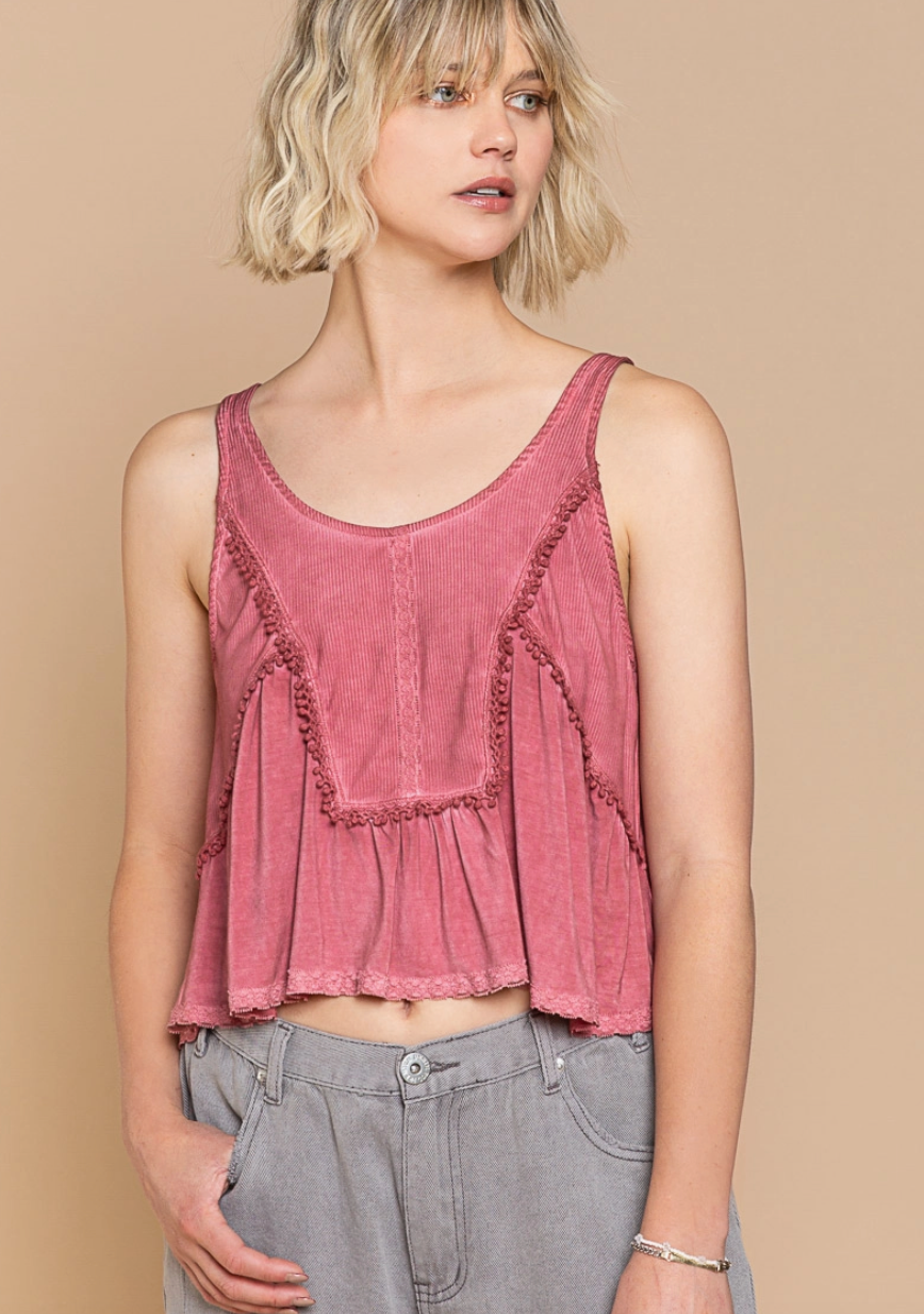 Sangria Rib-Knit Crop Tank