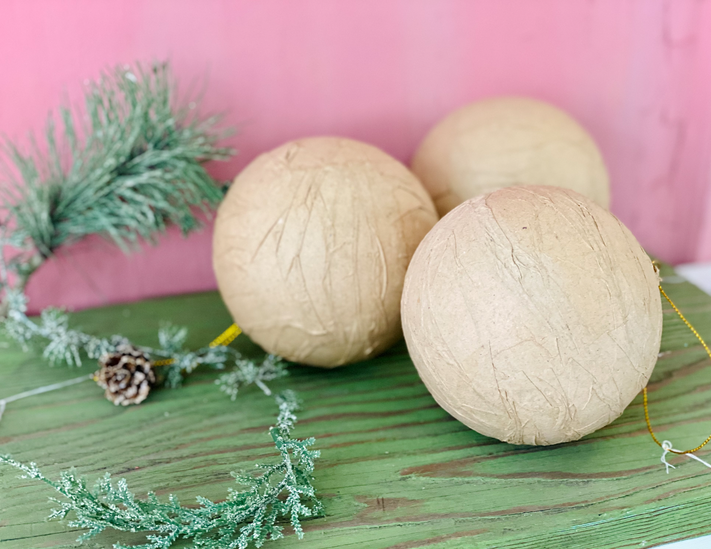 Paper Mache Ornaments (set of 3)