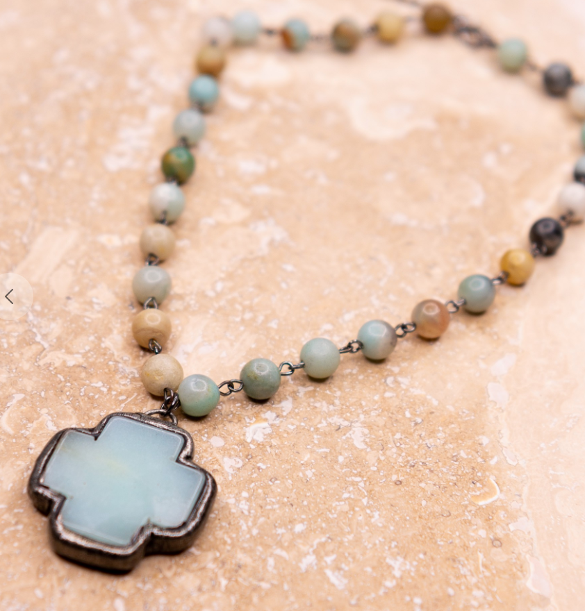 Cross Pendant Beaded Necklace