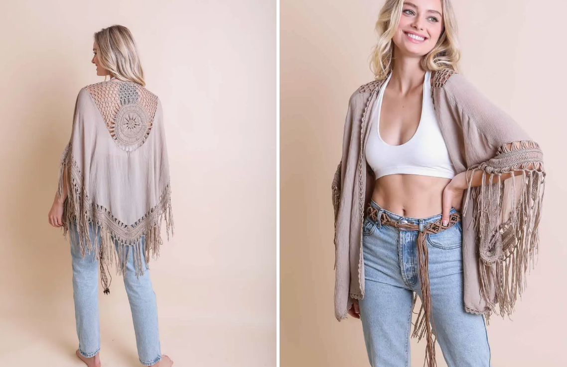 Medallion Kimono With Tassels