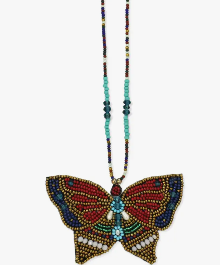Chic Beaded Butterfly Necklace