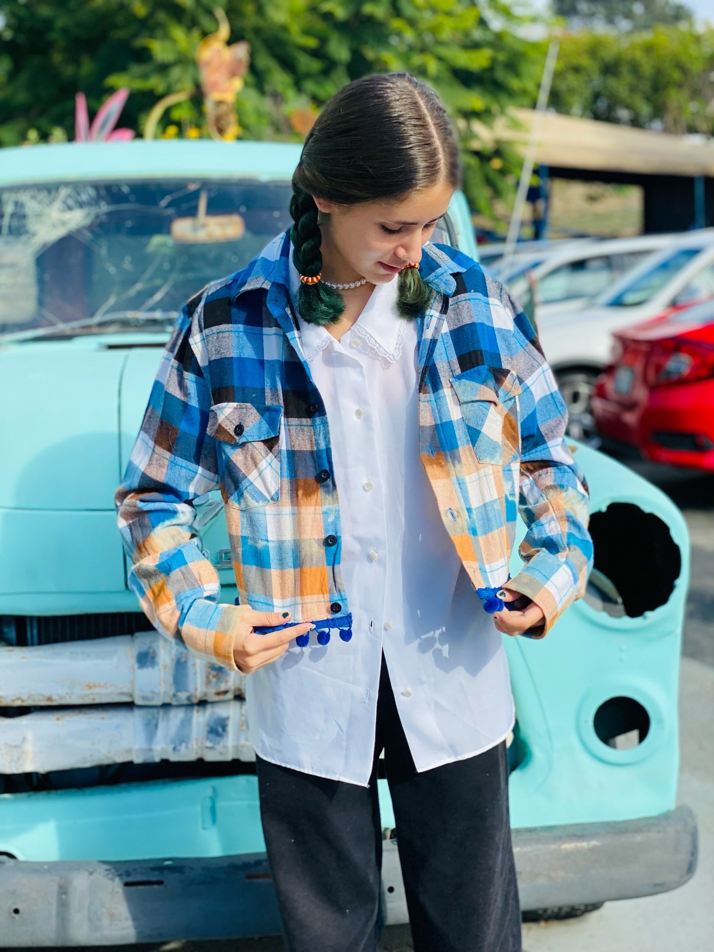 Handmade Upcycled Cropped Flannel by Rose!