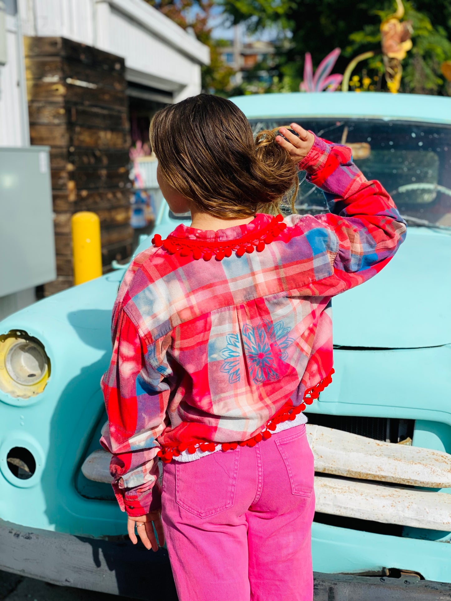 Handmade Upcycled Cropped Flannel by Rose!