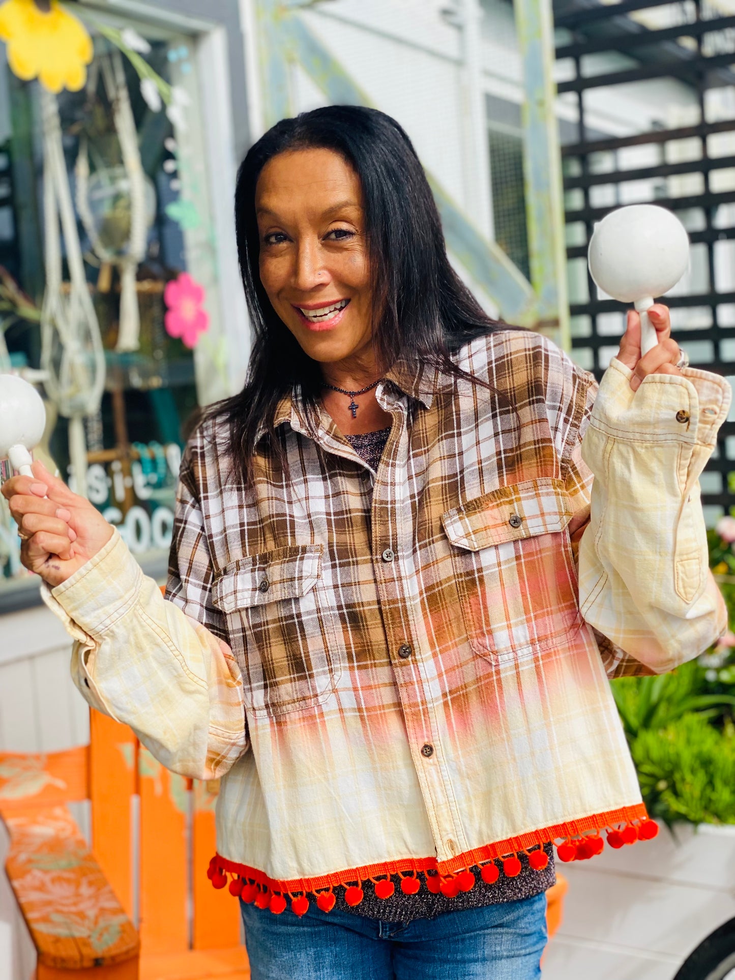Handmade Upcycled Cropped Flannel by Rose!
