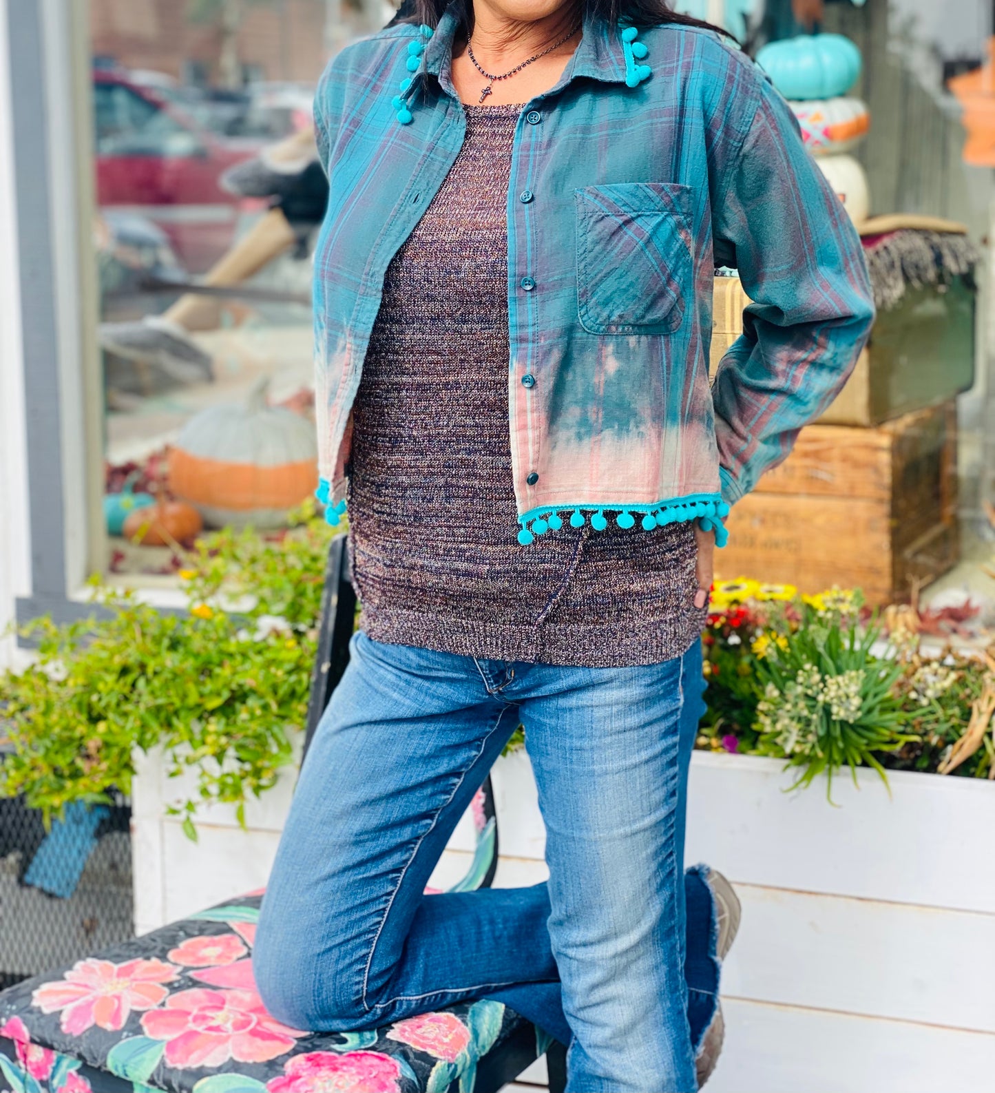 Handmade Upcycled Cropped Flannel by Rose!