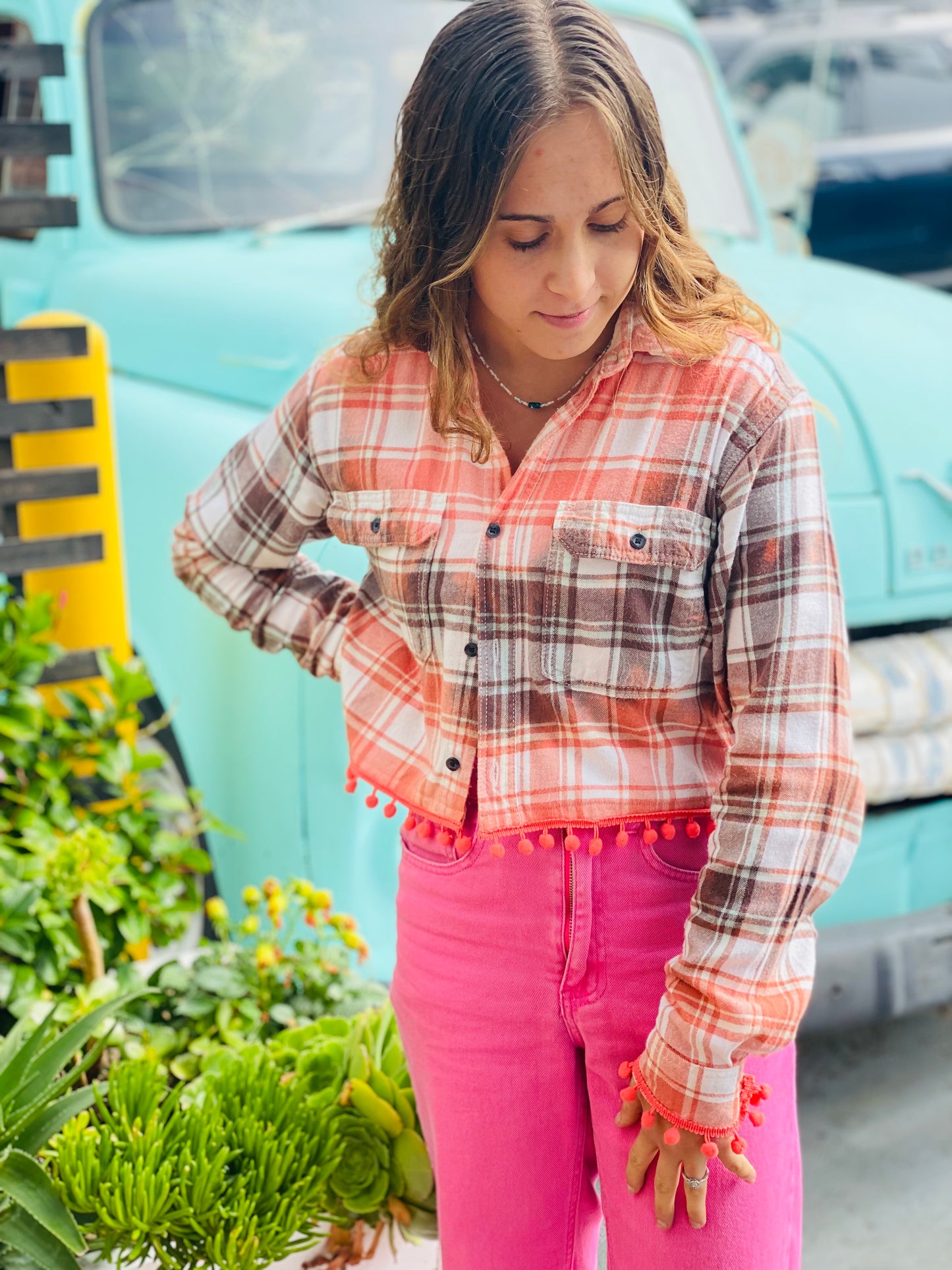 Handmade Upcycled Cropped Flannel by Rose!