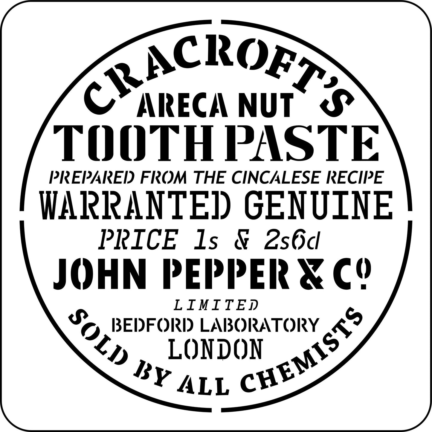 Vintage Toothpaste Label - JRV Stencil
