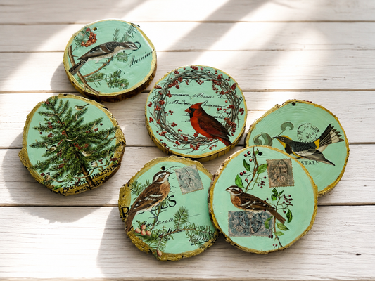 Set of 6 winter coasters (as is)